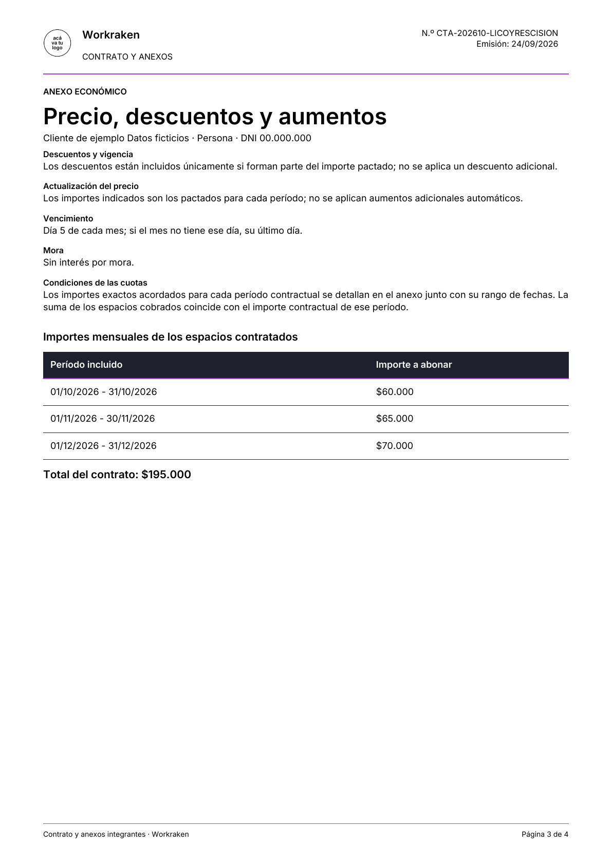 Contrato con horario cíclico y rescisión: página 3 de 4