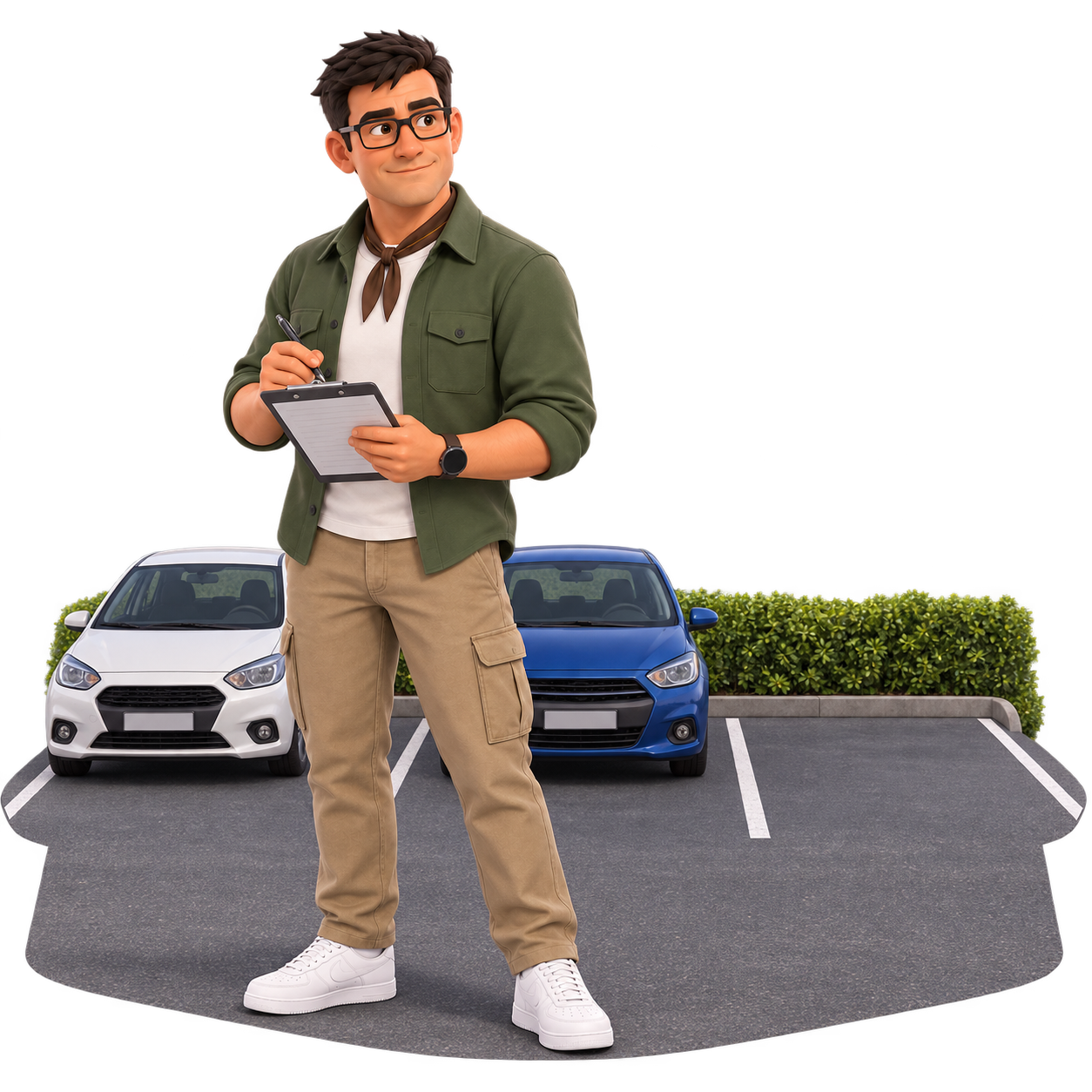 Bob revisa la disponibilidad de las cocheras con una planilla